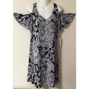 Women's Ivy Road Paisley Cold Shoulder Dress - Black/White - Size M